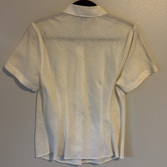 Talbots Ivory Linen Shirt Short Sleeve Button Up 12 - Picture 8 of 8